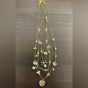 Gold and Clear Beaded Necklace